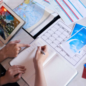 Loving Couple Planning Vacation Trip Travel AI Assistant
